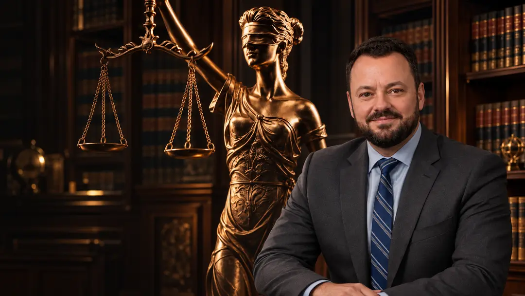 Advogado na biblioteca com a Justiça