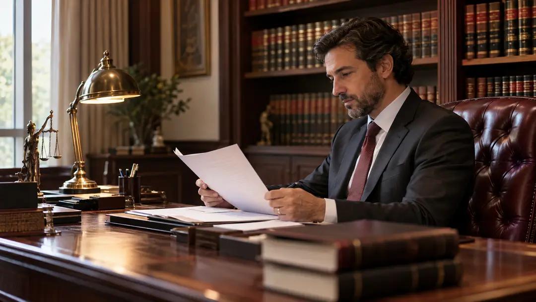 Empresário revisando contratos trabalhistas